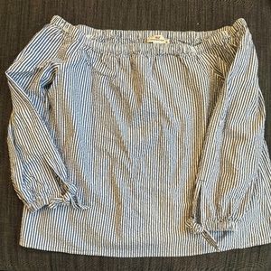 Off the shoulder striped shirt